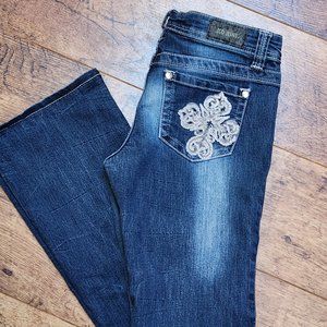 ZCO JEANS Women's Boot Cut Low Rise Embellished Pocket Jeans - Sz 9
